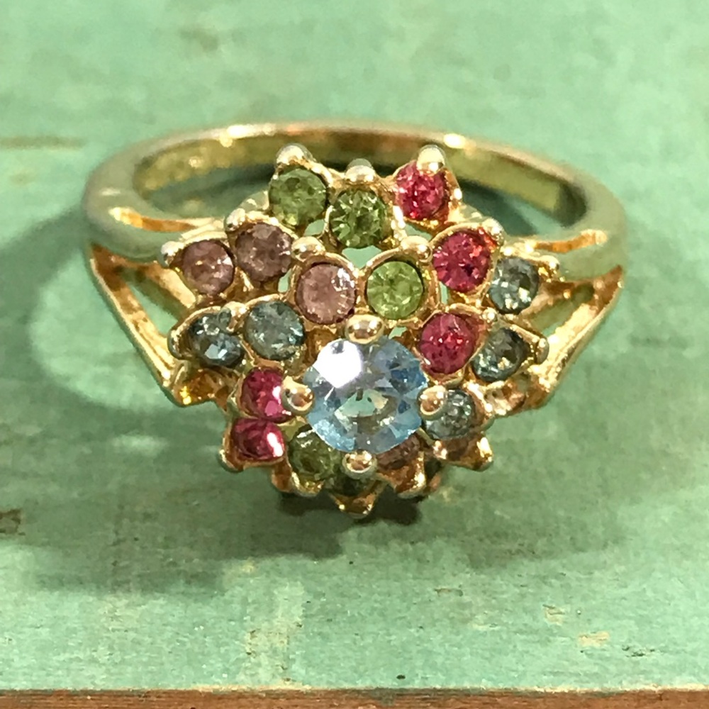 Ladies Multi Color Stone Right Hand Ring
